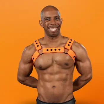Arnés silicona Bulldog Mr S Leather Orange, 100% vegano | Dark-Ink