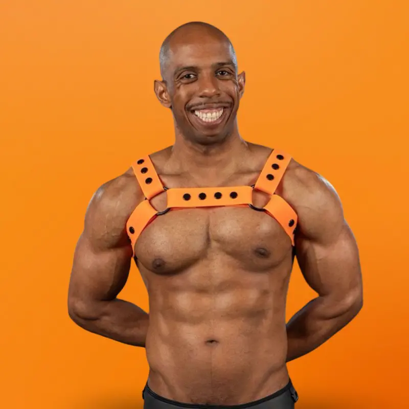 Arnés silicona Bulldog Mr S Leather Orange, 100% vegano | Dark-Ink