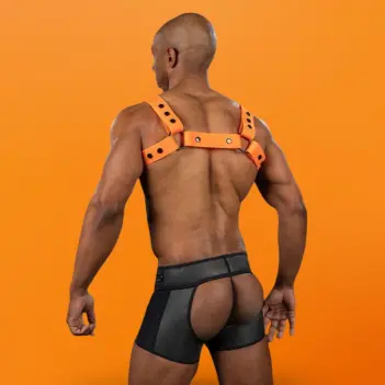 Arnés silicona Bulldog Mr S Leather Orange, 100% vegano | Dark-Ink