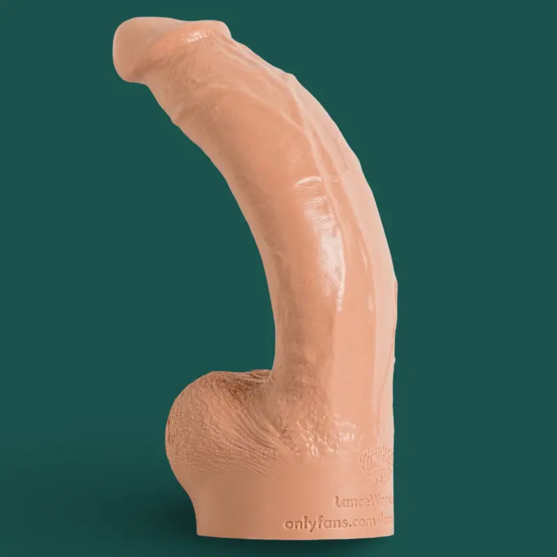 Hankey's Toys Lance Woods Realistic Dildo, downward curve | Dark-Ink