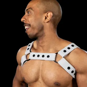 Arnés silicona Bulldog Mr S Leather White, blanco-negro | Dark-Ink