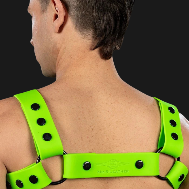 Mr S Leather Slick Silicone Bulldog Harness - Lime