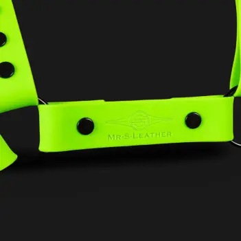 Silicone Bulldog Harness Mr S Leather Lime, 100% vegan | Dark-Ink