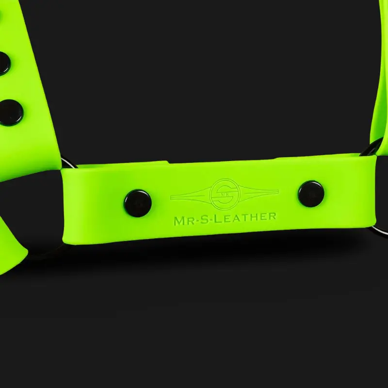 Silicone Bulldog Harness Mr S Leather Lime, 100% vegan | Dark-Ink