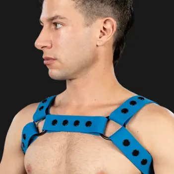 Arnés Bulldog silicona Mr S Leather Blue, 100% vegano | Dark-Ink