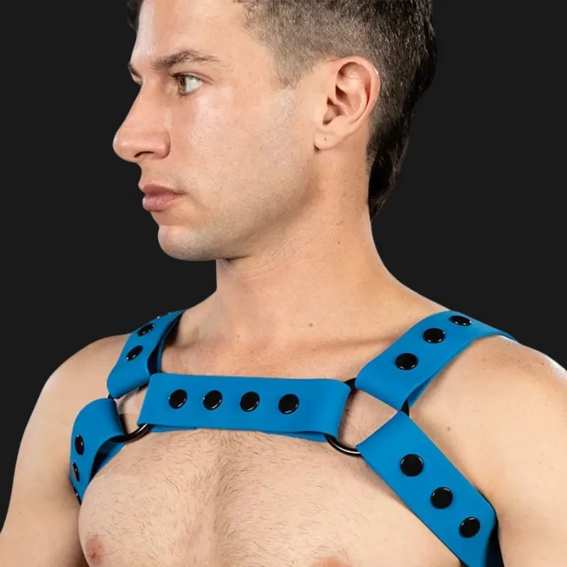 Arnés Bulldog silicona Mr S Leather Blue, 100% vegano | Dark-Ink