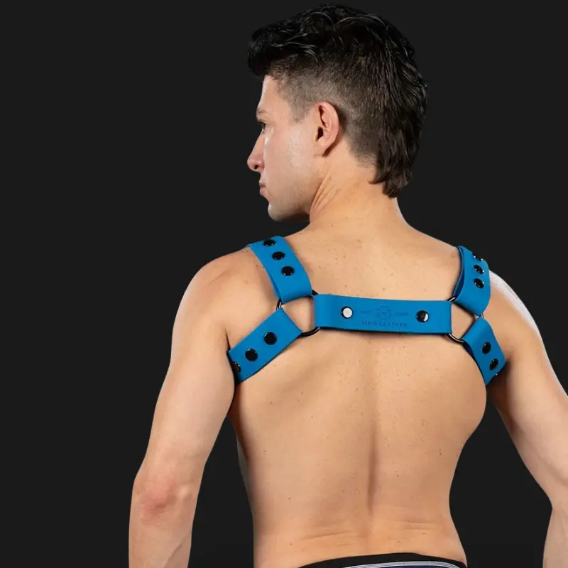 Arnés Bulldog silicona Mr S Leather Blue, 100% vegano | Dark-Ink