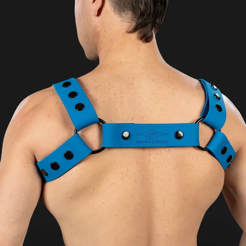 Arnés Bulldog silicona Mr S Leather Blue, 100% vegano | Dark-Ink