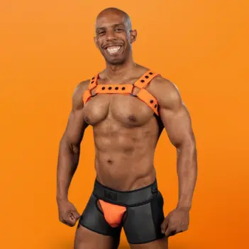 Arnés silicona Bulldog Mr S Leather Orange, 100% vegano | Dark-Ink