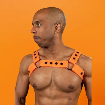 Arnés silicona Bulldog Mr S Leather Orange, 100% vegano | Dark-Ink