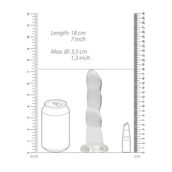 Non realistic crystal clear ribbed dildo 7"/17cm