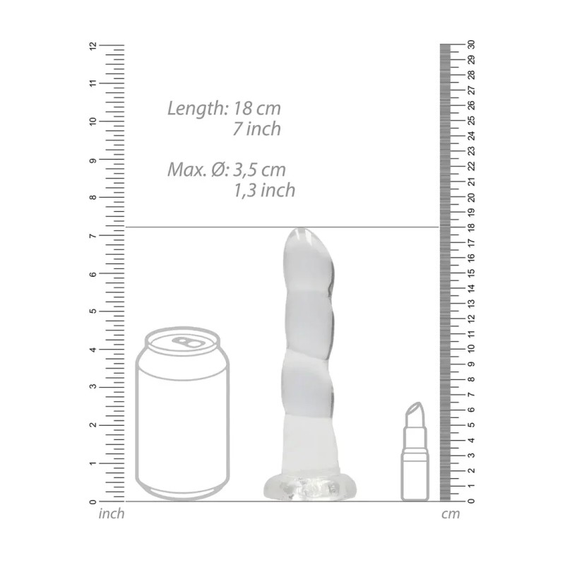 Non realistic crystal clear ribbed dildo 17cm / 4cm