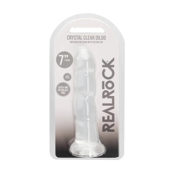 Non realistic crystal clear ribbed dildo 7"/17cm