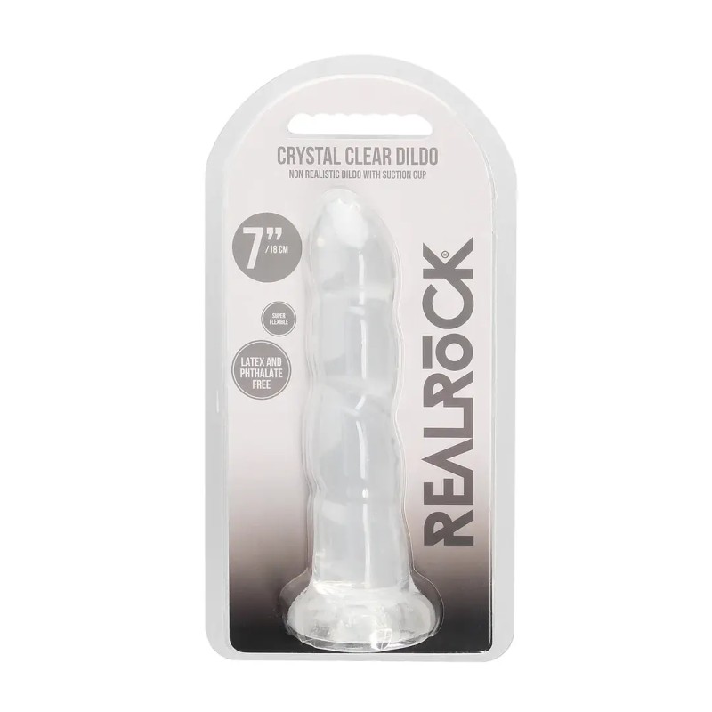 Non realistic crystal clear ribbed dildo 17cm / 4cm