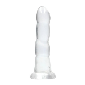 Non realistic crystal clear ribbed dildo 7"/17cm