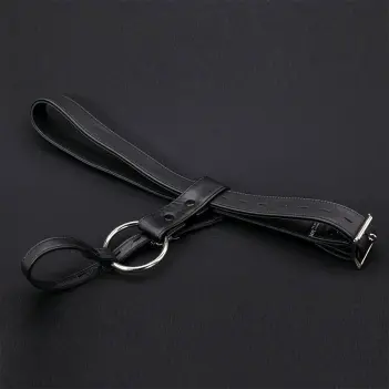 Arnés plug anal cuero Mr S Leather Locking, uso prolongado | Dark-Ink