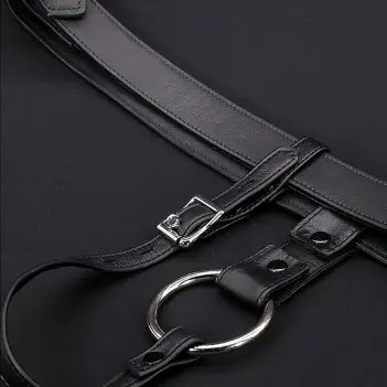 Arnés plug anal cuero Mr S Leather Locking, uso prolongado | Dark-Ink