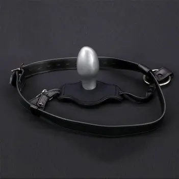Harnais plug anal cuir Mr S Leather Locking, port prolongé | Dark-Ink