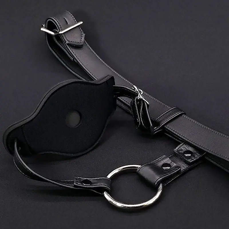 Harnais plug anal cuir Mr S Leather Locking, port prolongé | Dark-Ink