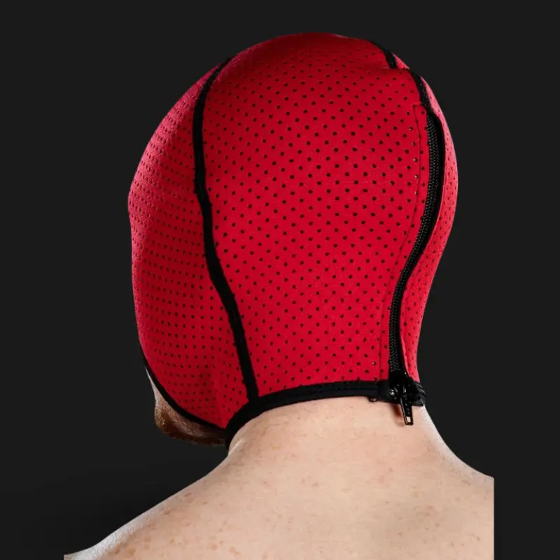 Mr S Leather Neo Air Mesh neoprene fetish hood, open mouth | Dark-Ink
