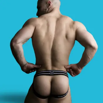 Locker Gear Front Opening Jockstrap, Schlitz im Mesh | Dark-Ink