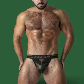 Locker Gear Front Opening Jockstrap, fixed front slit, mesh | Dark-Ink