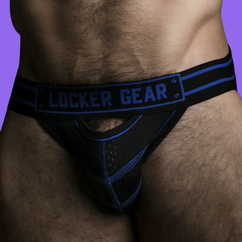 Locker Gear Front Opening Jockstrap, Schlitz im Mesh | Dark-Ink