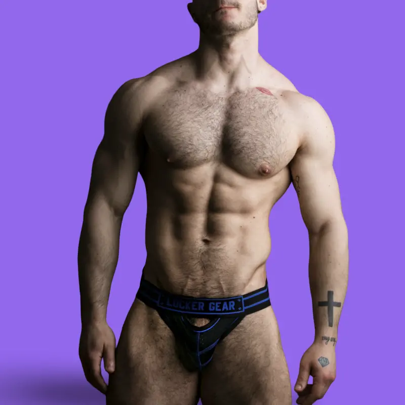 Locker Gear Front Opening Jockstrap, Schlitz im Mesh | Dark-Ink