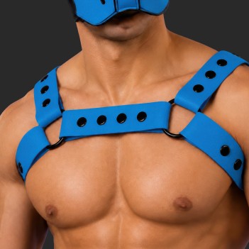 Mr S Leather Slick Silicone Bulldog Harness - Blue