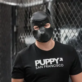 Cagoule puppy K9 Hood cuir Mr S Leather, sur mesure | Dark-Ink