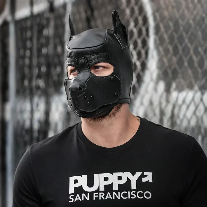 Capucha puppy K9 Hood cuero Mr S Leather, a medida | Dark-Ink