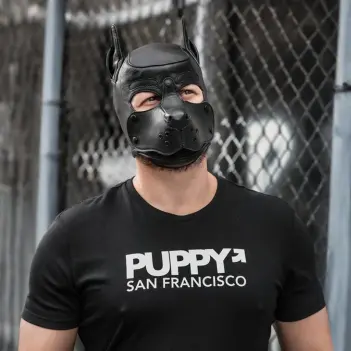 Cagoule puppy K9 Hood cuir Mr S Leather, sur mesure | Dark-Ink