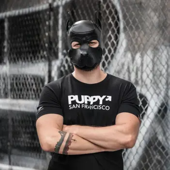 Cagoule puppy K9 Hood cuir Mr S Leather, sur mesure | Dark-Ink
