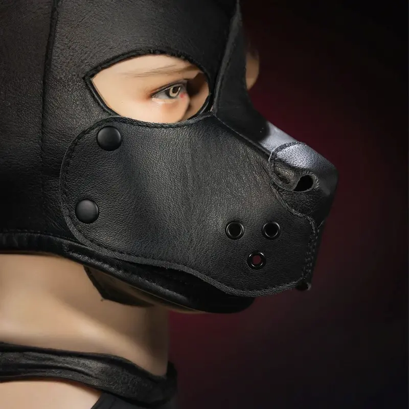 Cagoule puppy K9 Hood cuir Mr S Leather, sur mesure | Dark-Ink