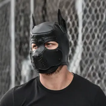 Mr S Leather leather K9 puppy hood, colors and muzzle | Dark-Ink