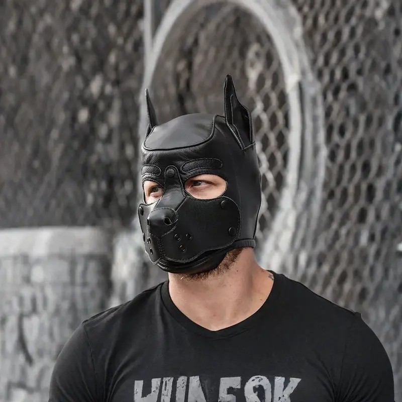 Cagoule puppy K9 Hood cuir Mr S Leather, sur mesure | Dark-Ink