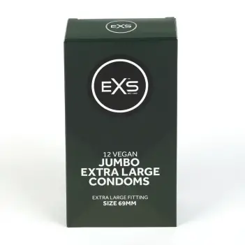 Condones grandes EXS Jumbo 69mm, látex vegano, 12 uds. | Dark-Ink