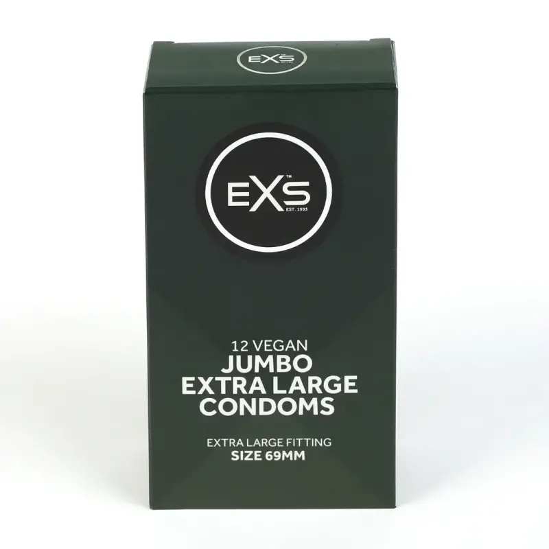Condones grandes EXS Jumbo 69mm, látex vegano, 12 uds. | Dark-Ink