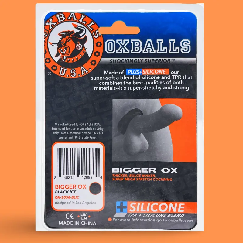 Oxballs Bigger Ox Cock Ring, PLUS+silicone tapered base | Dark-Ink