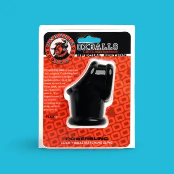 Oxballs Powersling Cocksling, squeeze-ball base, FLEXtpr | Dark-Ink