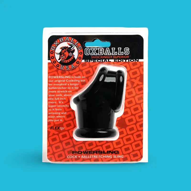 Oxballs Powersling Cocksling, squeeze-ball base, FLEXtpr | Dark-Ink