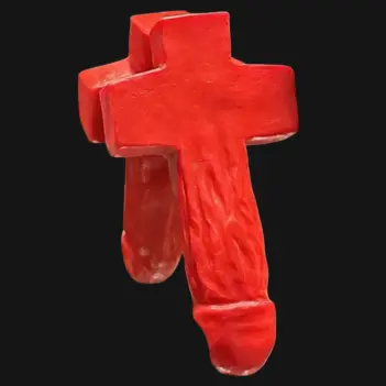 Oxballs DAMIEN Kreuzform-Dildo, Griff integriert, Silikon | Dark-Ink