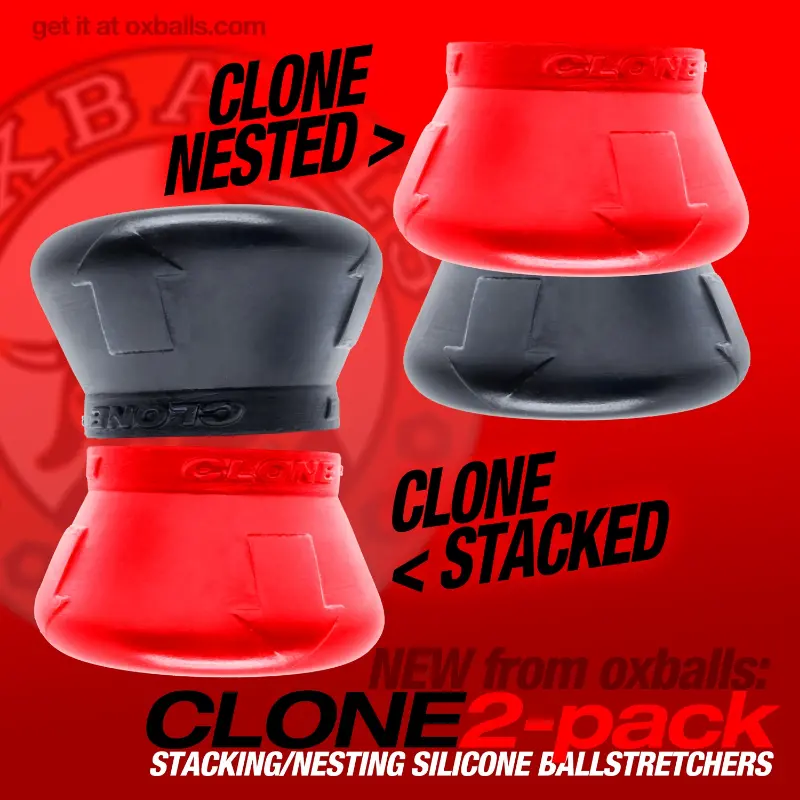 Ballstretcher Oxballs Clone 2-Pack, silicone, 2 hauteurs | Dark-Ink