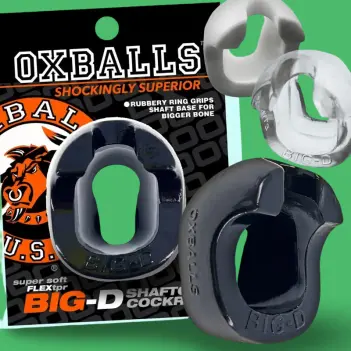 Oxballs Big-D Cock Ring, shaft gripper flanges, flexTPR | Dark-Ink