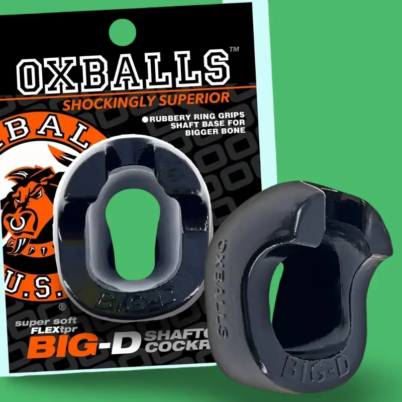 Oxballs Big-D Cock Ring, shaft gripper flanges, flexTPR | Dark-Ink