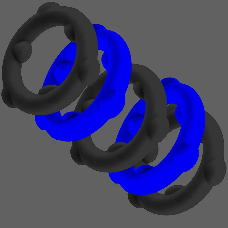 Oxballs Gearheads Cock Ring 5-Pack, grip nubs, silicone | Dark-Ink