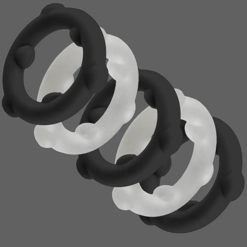 Oxballs Gearheads Cock Ring 5-Pack, grip nubs, silicone | Dark-Ink