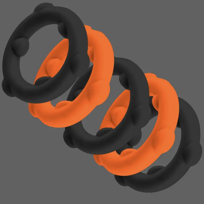 Oxballs Gearheads Cock Ring 5-Pack, grip nubs, silicone | Dark-Ink