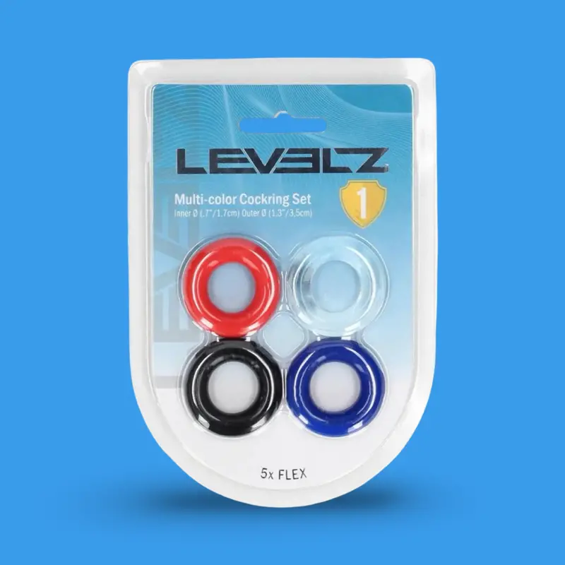 LEVELZ Penisring Set 4 Ringe TPE multicolor ohne Vibration | Dark-Ink