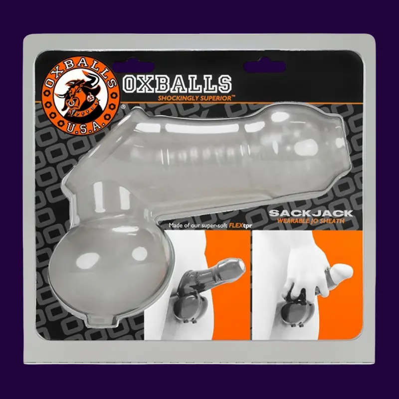 Masturbateur wearable Oxballs Sackjack, gaine + ball sling | Dark-Ink